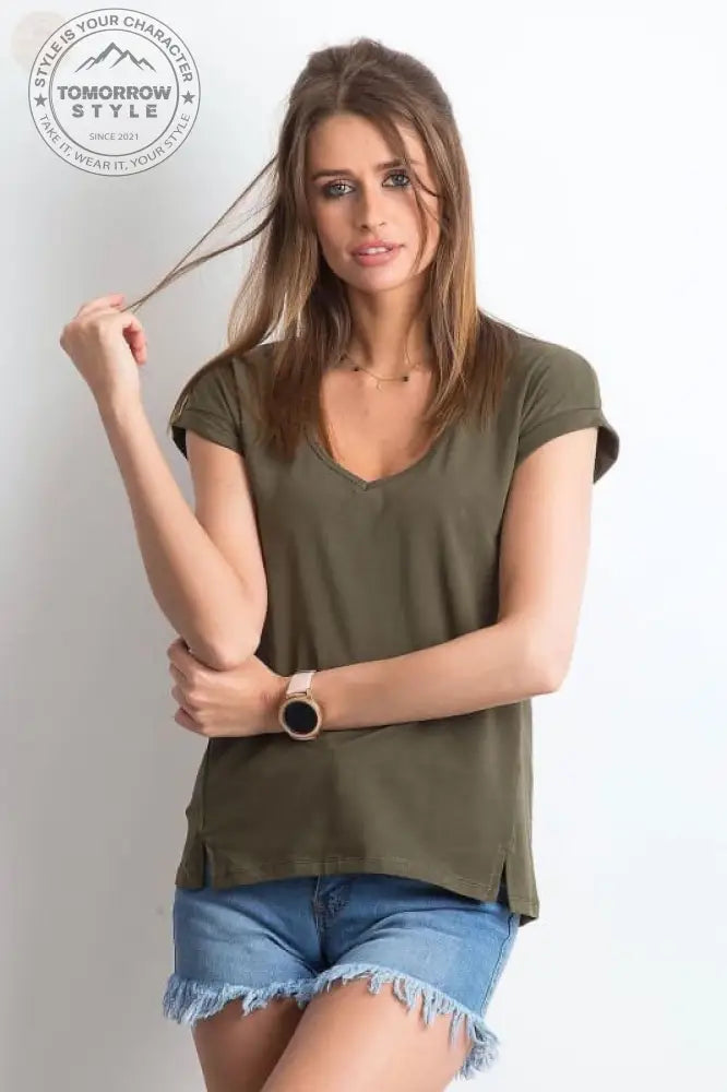 Damen T - Shirt der Saison mit stylischem V - Ausschnitt - Tomorrow Style