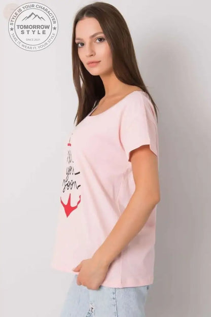 Damen T - Shirt mit kurzen Ärmeln und dekorativem Druck - Tomorrow Style