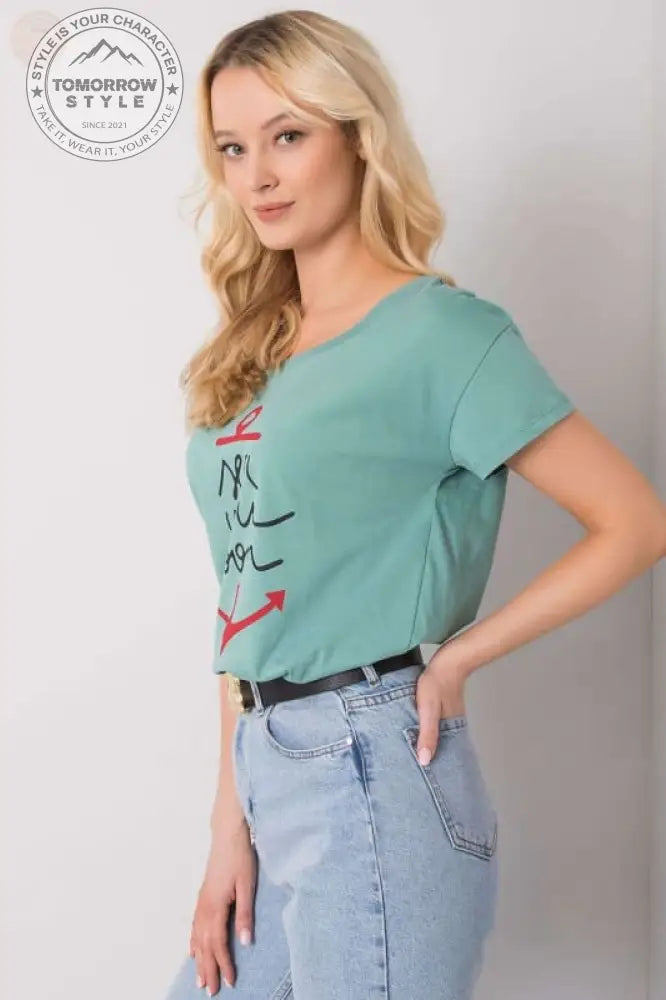 Damen T - Shirt mit kurzen Ärmeln und dekorativem Druck - Tomorrow Style