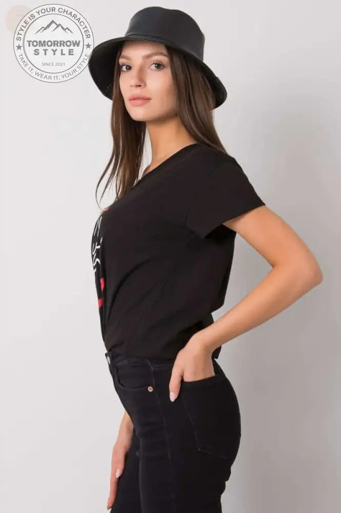 Damen T - Shirt mit kurzen Ärmeln und dekorativem Druck - Tomorrow Style