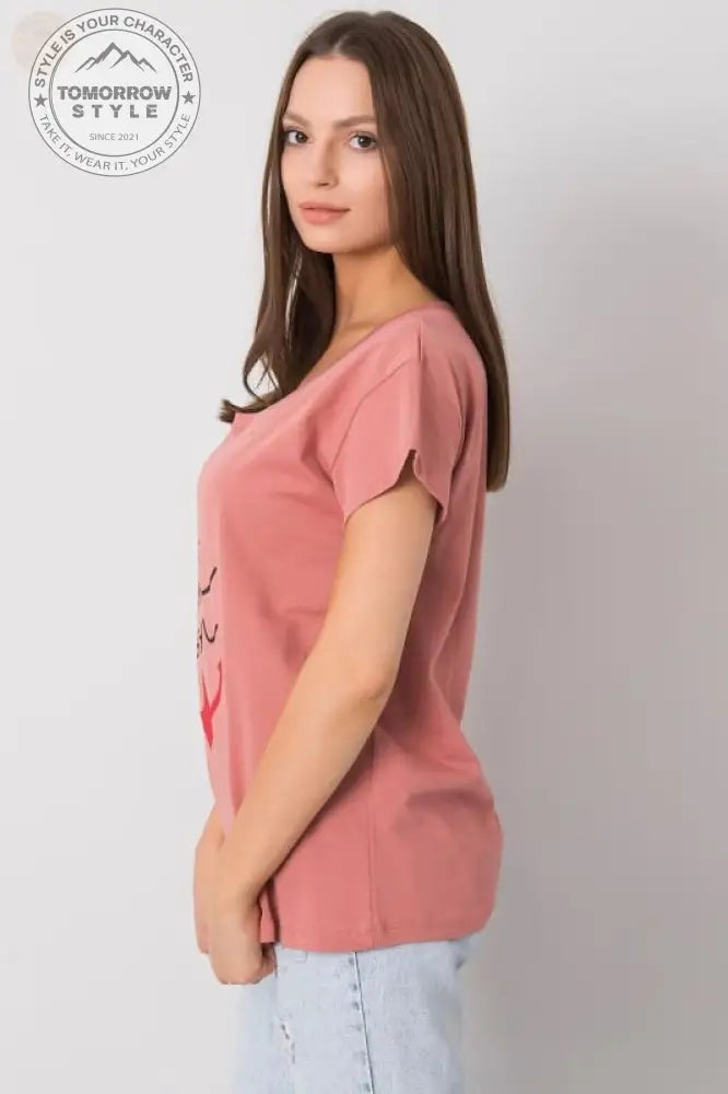 Damen T - Shirt mit kurzen Ärmeln und dekorativem Druck - Tomorrow Style