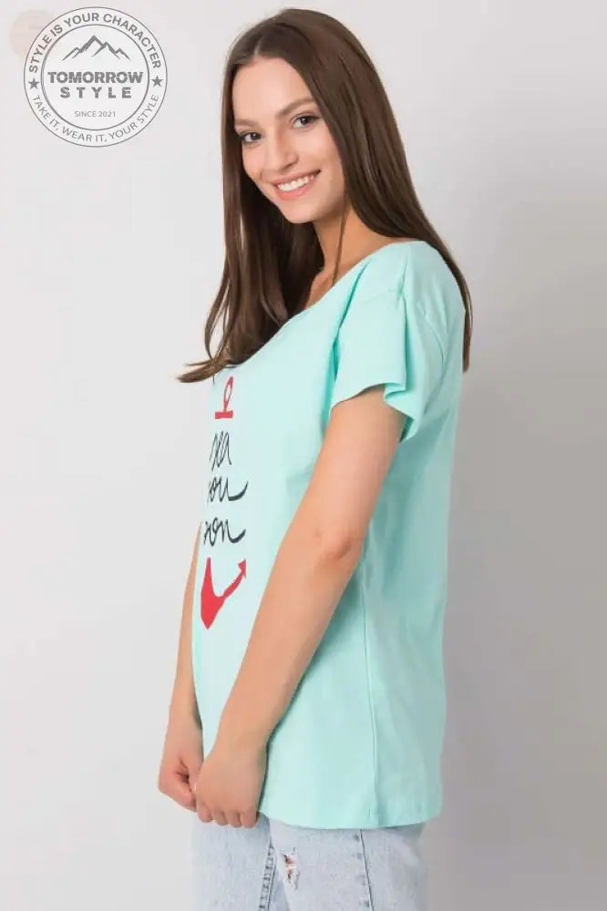 Damen T - Shirt mit kurzen Ärmeln und dekorativem Druck - Tomorrow Style