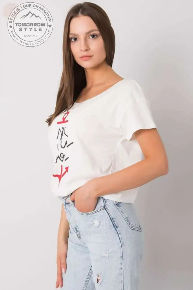Damen T - Shirt mit kurzen Ärmeln und dekorativem Druck - Tomorrow Style