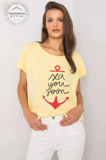 Damen T - Shirt mit kurzen Ärmeln und dekorativem Druck - Tomorrow Style