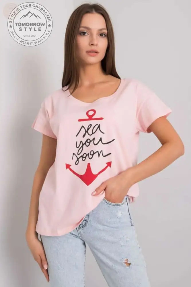 Damen T - Shirt mit kurzen Ärmeln und dekorativem Druck - Tomorrow Style