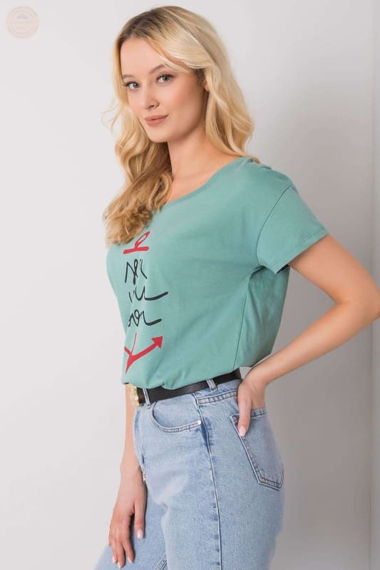 Damen T - Shirt mit kurzen Ärmeln und dekorativem Druck - Tomorrow Style