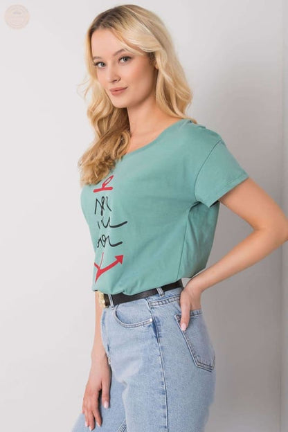 Damen T - Shirt mit kurzen Ärmeln und dekorativem Druck - Tomorrow Style