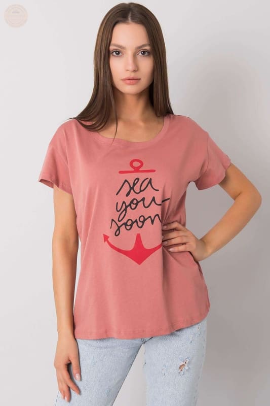 Damen T - Shirt mit kurzen Ärmeln und dekorativem Druck - Tomorrow Style