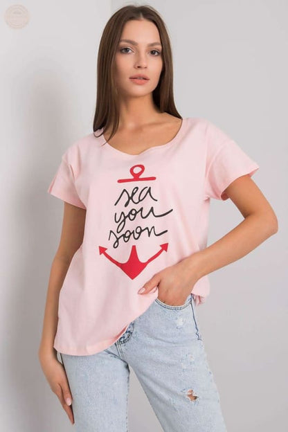 Damen T - Shirt mit kurzen Ärmeln und dekorativem Druck - Tomorrow Style