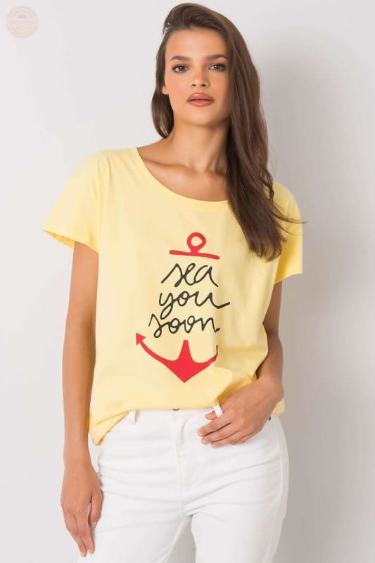 Damen T - Shirt mit kurzen Ärmeln und dekorativem Druck - Tomorrow Style