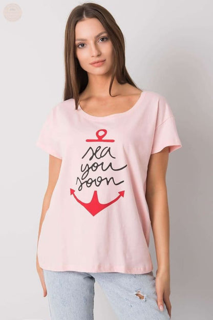 Damen T - Shirt mit kurzen Ärmeln und dekorativem Druck - Tomorrow Style