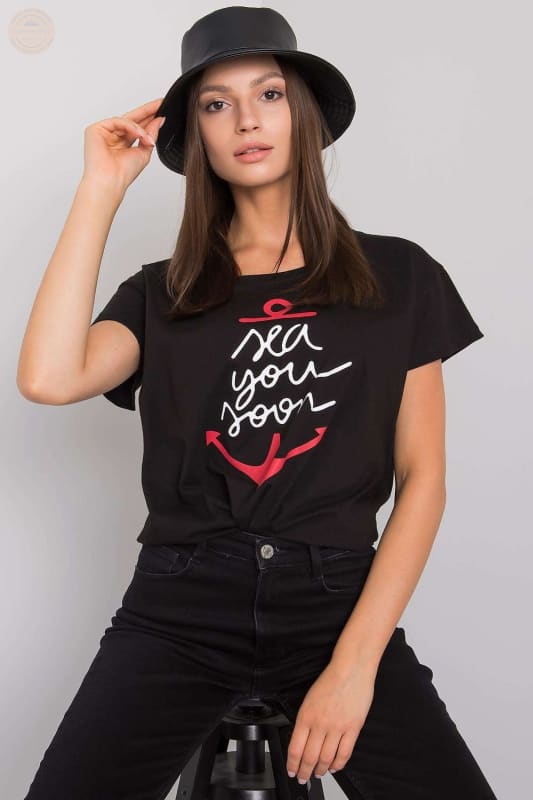 Damen T - Shirt mit kurzen Ärmeln und dekorativem Druck - Tomorrow Style