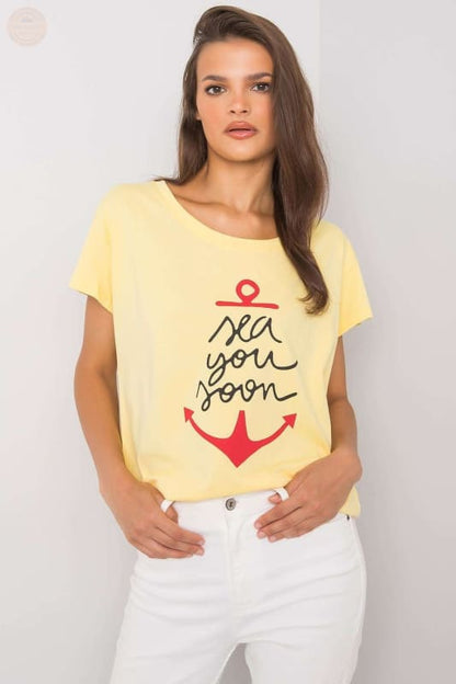 Damen T - Shirt mit kurzen Ärmeln und dekorativem Druck - Tomorrow Style