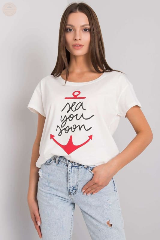 Damen T - Shirt mit kurzen Ärmeln und dekorativem Druck - Tomorrow Style