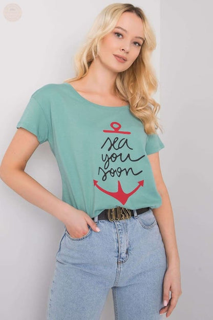 Damen T - Shirt mit kurzen Ärmeln und dekorativem Druck - Tomorrow Style