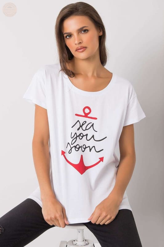 Damen T - Shirt mit kurzen Ärmeln und dekorativem Druck - Tomorrow Style