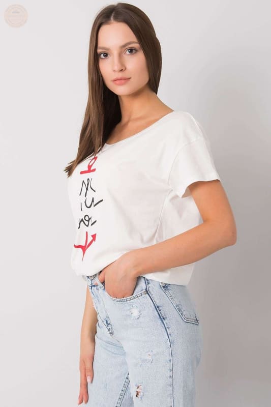 Damen T - Shirt mit kurzen Ärmeln und dekorativem Druck - Tomorrow Style