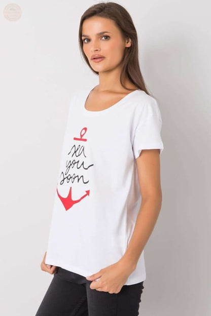 Damen T - Shirt mit kurzen Ärmeln und dekorativem Druck - Tomorrow Style