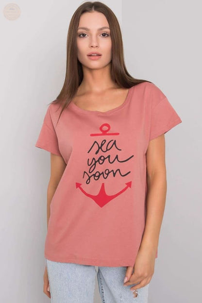 Damen T - Shirt mit kurzen Ärmeln und dekorativem Druck - Tomorrow Style