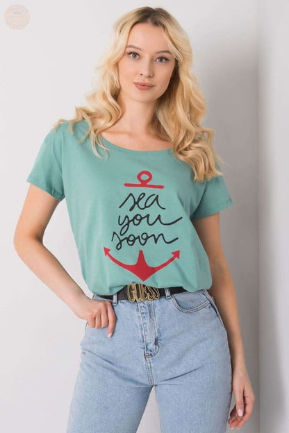 Damen T - Shirt mit kurzen Ärmeln und dekorativem Druck - Tomorrow Style