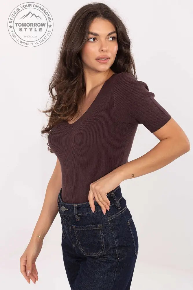 Damenpullover mit V - Ausschnitt und stilvoller Rippenstruktur - Tomorrow Style