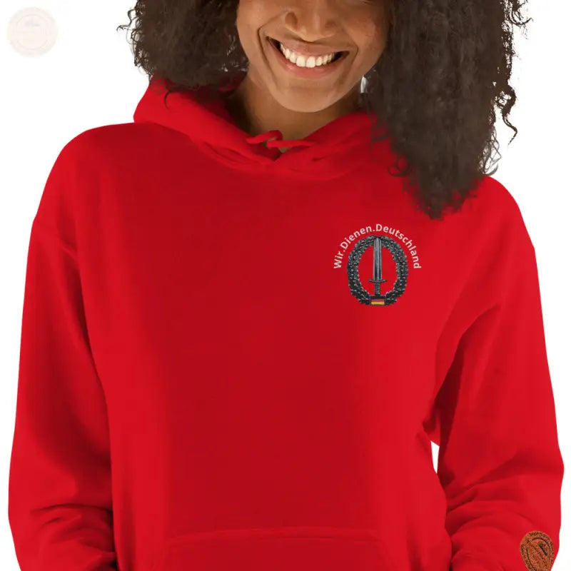 Bundeswehr Premium Hoodie mit Stickerei für Damen und Herren - Rot / S