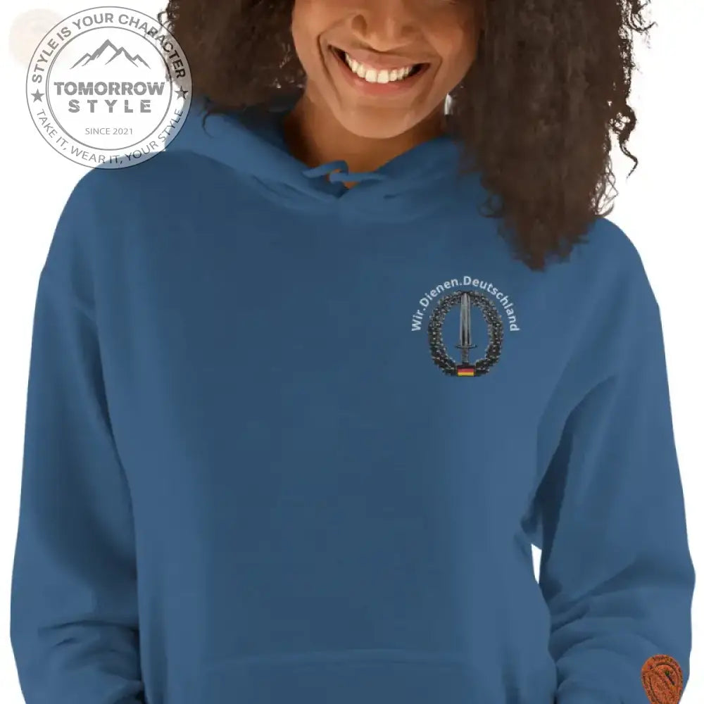 Bundeswehr Premium Hoodie mit Stickerei für Damen und Herren - Indigoblau / S