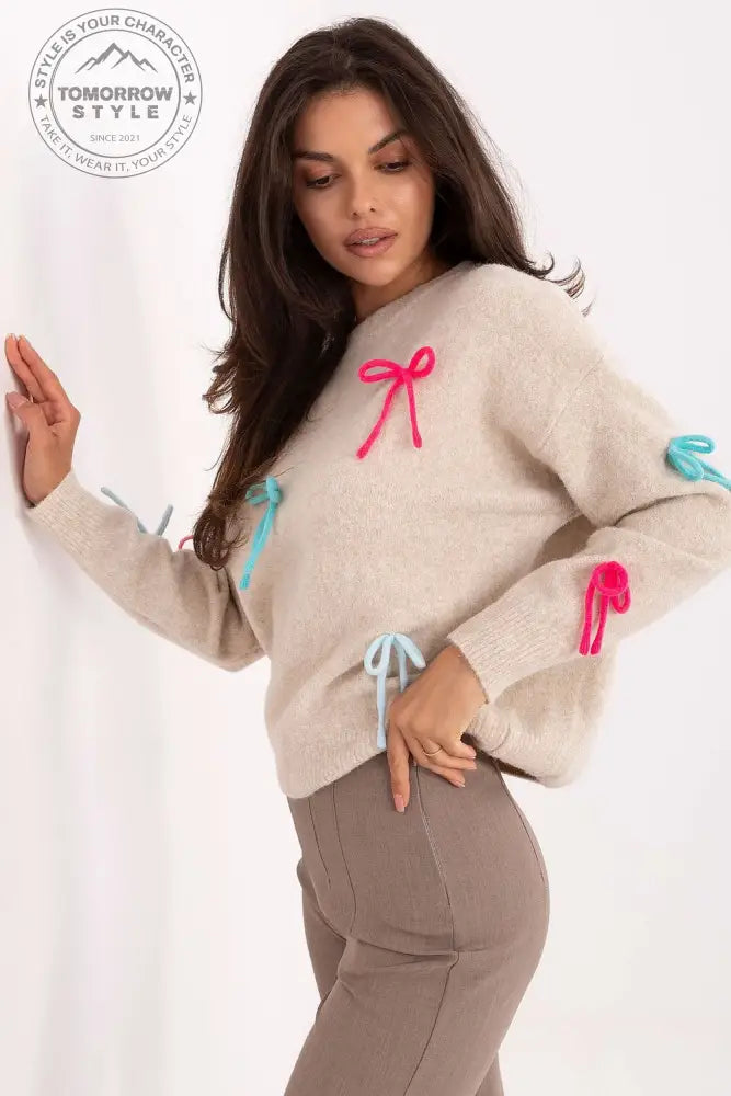 Eleganter Damenpullover mit bunten Schleifen - Tomorrow Style