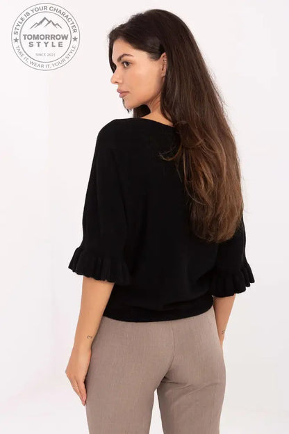 Eleganter Damenpullover mit Rüschendetails und 3/4 - Ärmeln | Zeitloser Style für Alltag und besondere Anlässe - Tomorrow Style