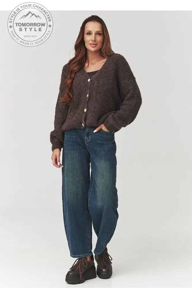 Femininer Bouclé - Pullover mit Knopfleiste - Tomorrow Style