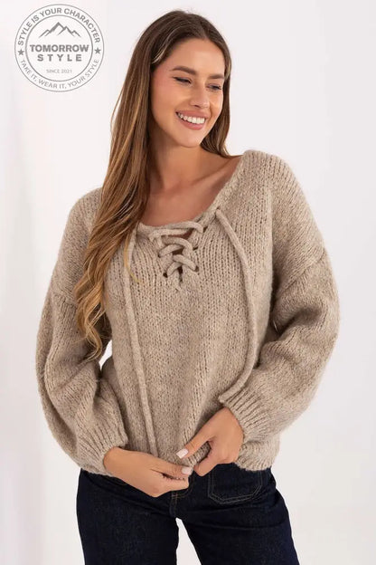 Femininer Damenpullover mit Korsettbindung - Tomorrow Style