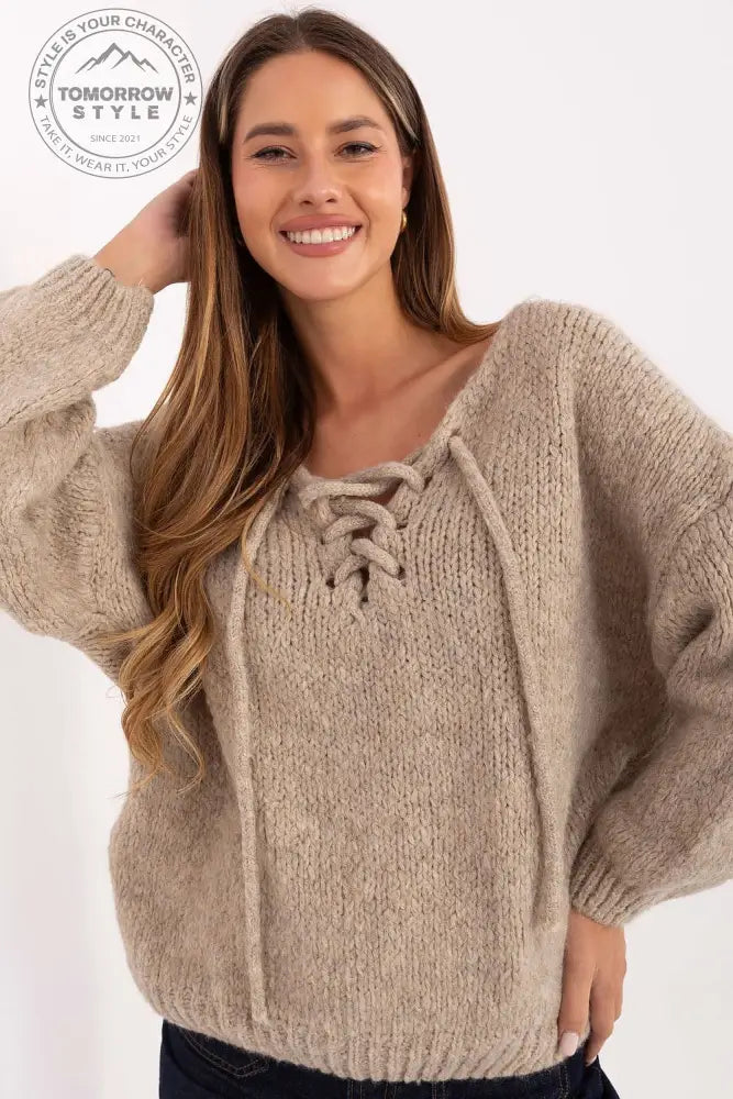 Femininer Damenpullover mit Korsettbindung - Tomorrow Style