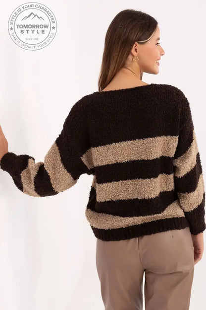 Femininer Streifenpullover mit V - Ausschnitt - Tomorrow Style