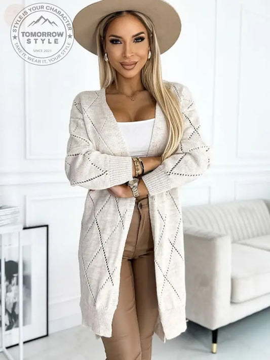 Gemütlicher beigefarbener Diamant - Cardigan für den Herbst 🔥 - Tomorrow Style