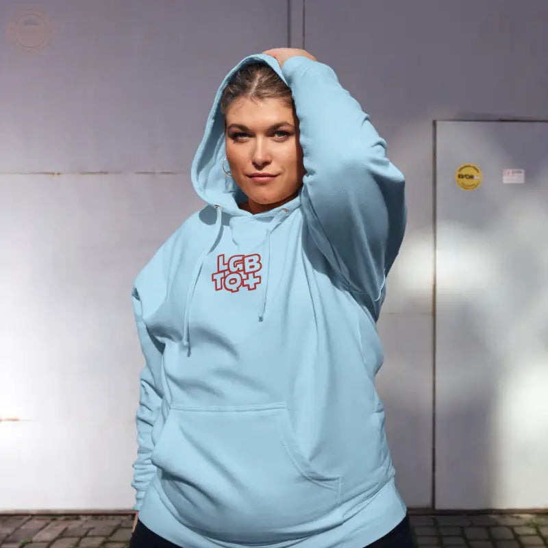 Damen - Midweight - Hoodie mit Stickerei - Blue Aqua / S