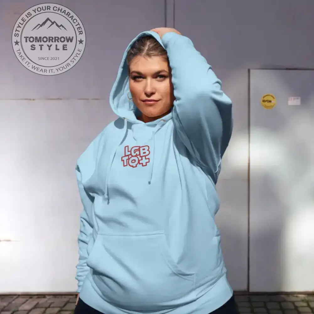 Damen - Midweight - Hoodie mit Stickerei - Blue Aqua / S