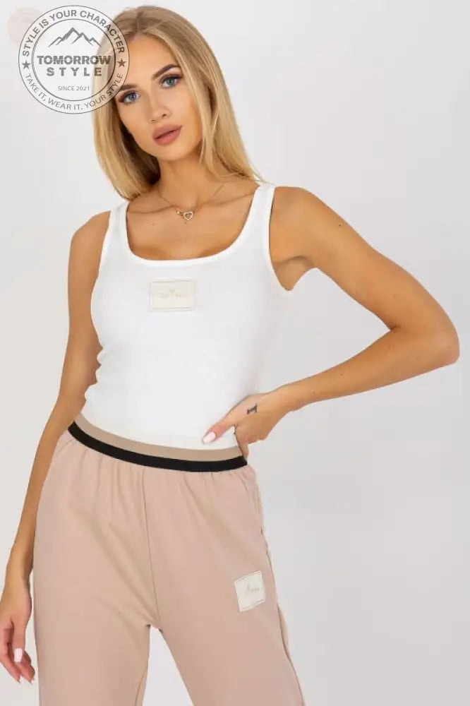 Geripptes Bliss - Tanktop: Oberteil mit dekorativem Aufnäher - Tomorrow Style