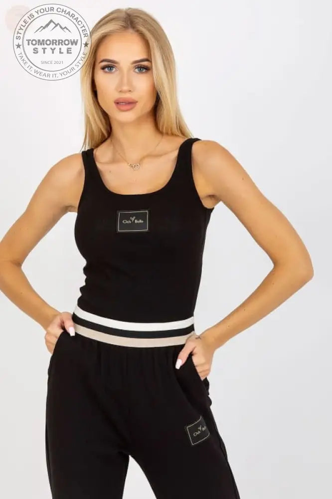 Geripptes Bliss - Tanktop: Oberteil mit dekorativem Aufnäher - Tomorrow Style