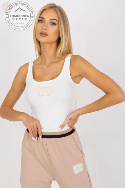 Geripptes Bliss - Tanktop: Oberteil mit dekorativem Aufnäher - Tomorrow Style