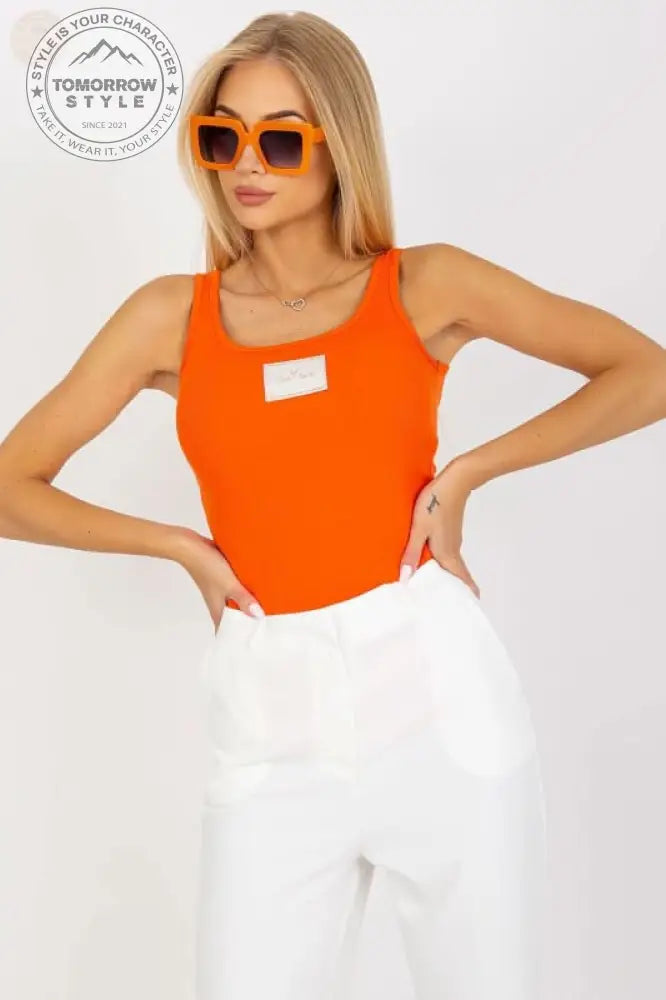 Geripptes Bliss - Tanktop: Oberteil mit dekorativem Aufnäher - Tomorrow Style