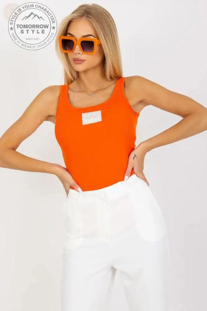 Geripptes Bliss - Tanktop: Oberteil mit dekorativem Aufnäher - Tomorrow Style