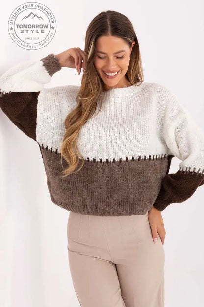 Gestreifter Damenpullover im lässigen Stil mit Rundhalsausschnitt - Tomorrow Style