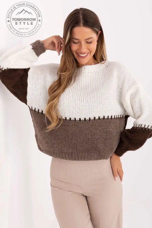 Gestreifter Damenpullover im lässigen Stil mit Rundhalsausschnitt - Tomorrow Style