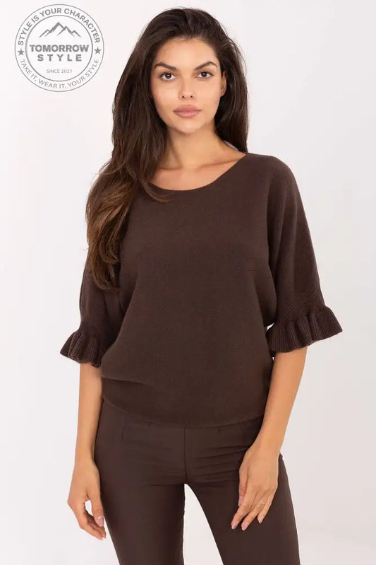 Graceful Touch: Eleganter Damenpullover mit 3/4 - Ärmeln - Tomorrow Style