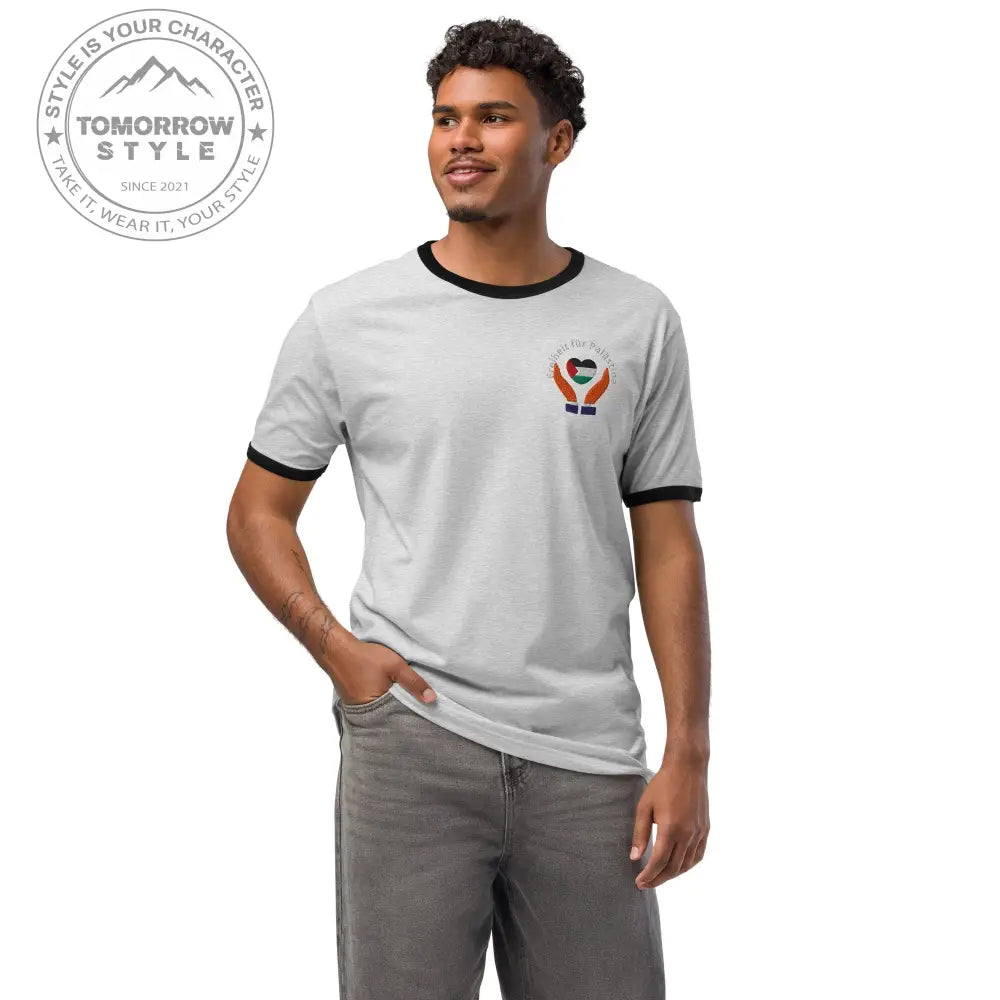 Herren Besticktes T-Shirt mit Palestine - Flagge und 'Freiheit für Palästina' - Tomorrow Style