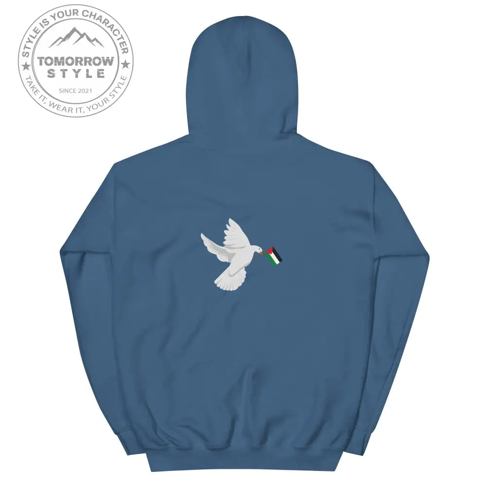Herren Hoodie mit besticktem Frieden Vogel und Palästinenserflagge - Tomorrow Style