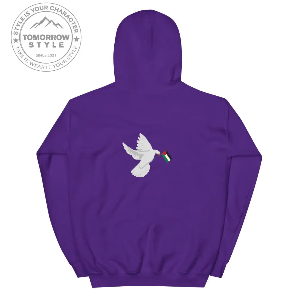 Herren Hoodie mit besticktem Frieden Vogel und Palästinenserflagge - Tomorrow Style