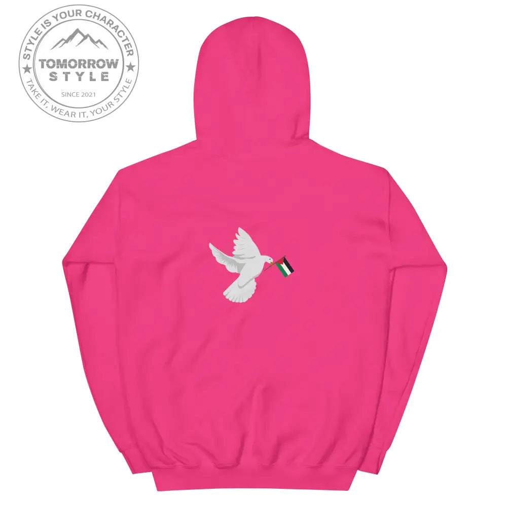 Herren Hoodie mit besticktem Frieden Vogel und Palästinenserflagge - Tomorrow Style