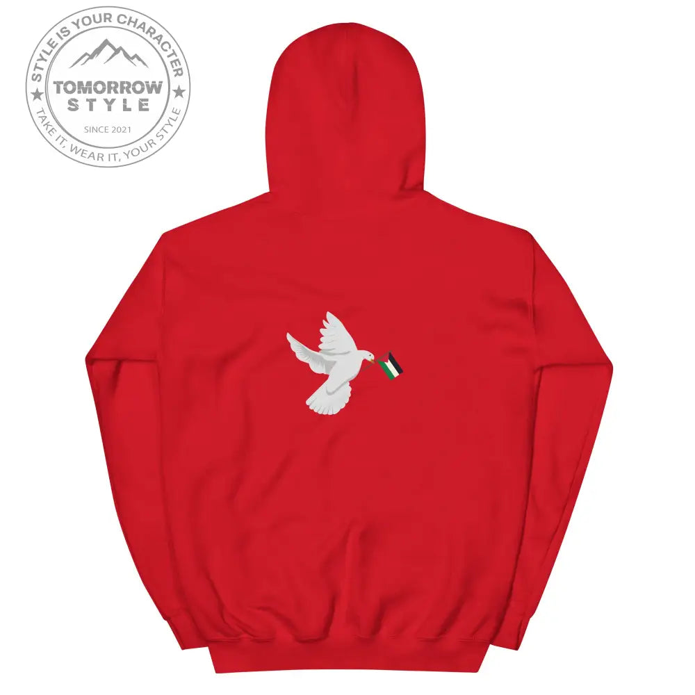 Herren Hoodie mit besticktem Frieden Vogel und Palästinenserflagge - Tomorrow Style