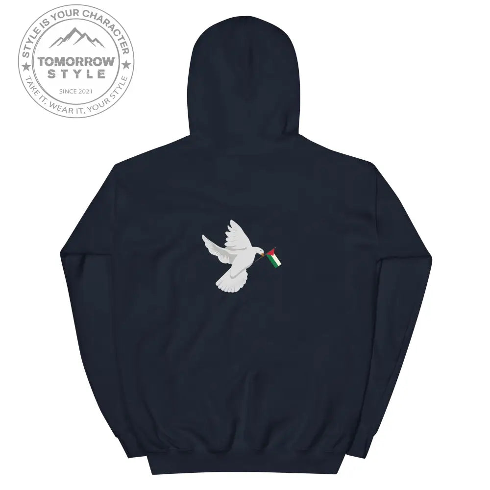Herren Hoodie mit besticktem Frieden Vogel und Palästinenserflagge - Tomorrow Style